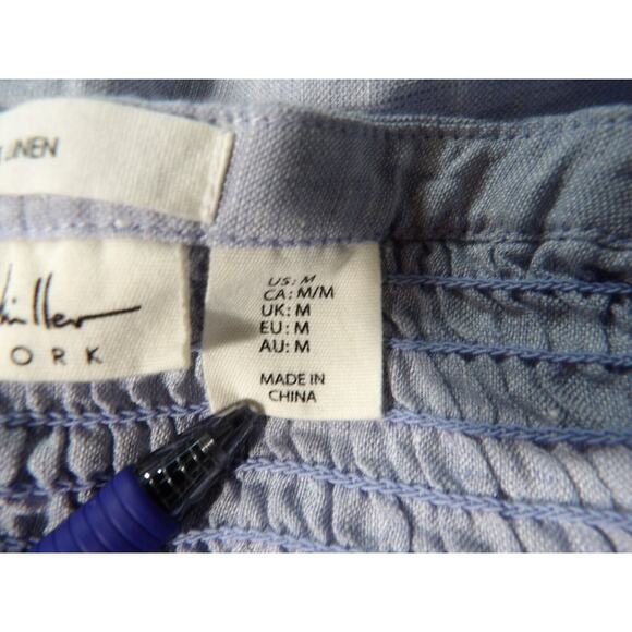 Nicole Miller Linen Tunic Medium 1/2 Button Blue Cottage Core Minimalist READ - Picture 4 of 14